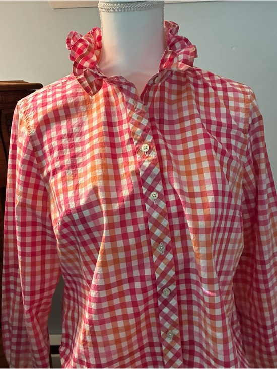 Talbots Tops - Up-Cycled Ladies Ruffed Collar Shirt